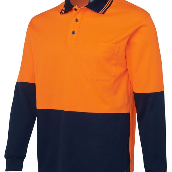 Mens Hi Vis Long Sleeve Cotton Back Polo Thumbnail